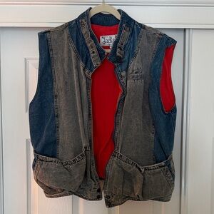 Denim Vest with Red Lining